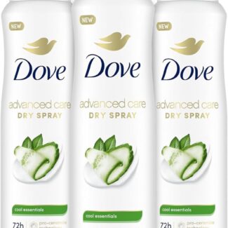 Dove Advanced Care Antiperspirant Deodorant Dry Spray Cool Essentials 3 Count for Helping Your Skin Barrier Repair After Shaving with Pro Ceramide Technology 3.8 oz