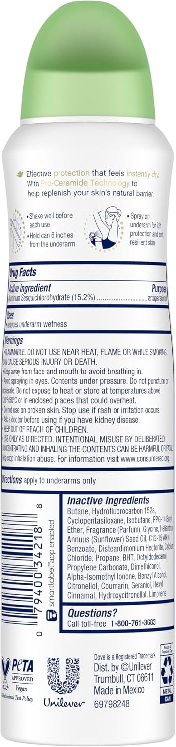 Dove Advanced Care Antiperspirant Deodorant Dry Spray Cool Essentials 3 Count for Helping Your Skin Barrier Repair After Shaving with Pro Ceramide Technology 3.8 oz - Image 2