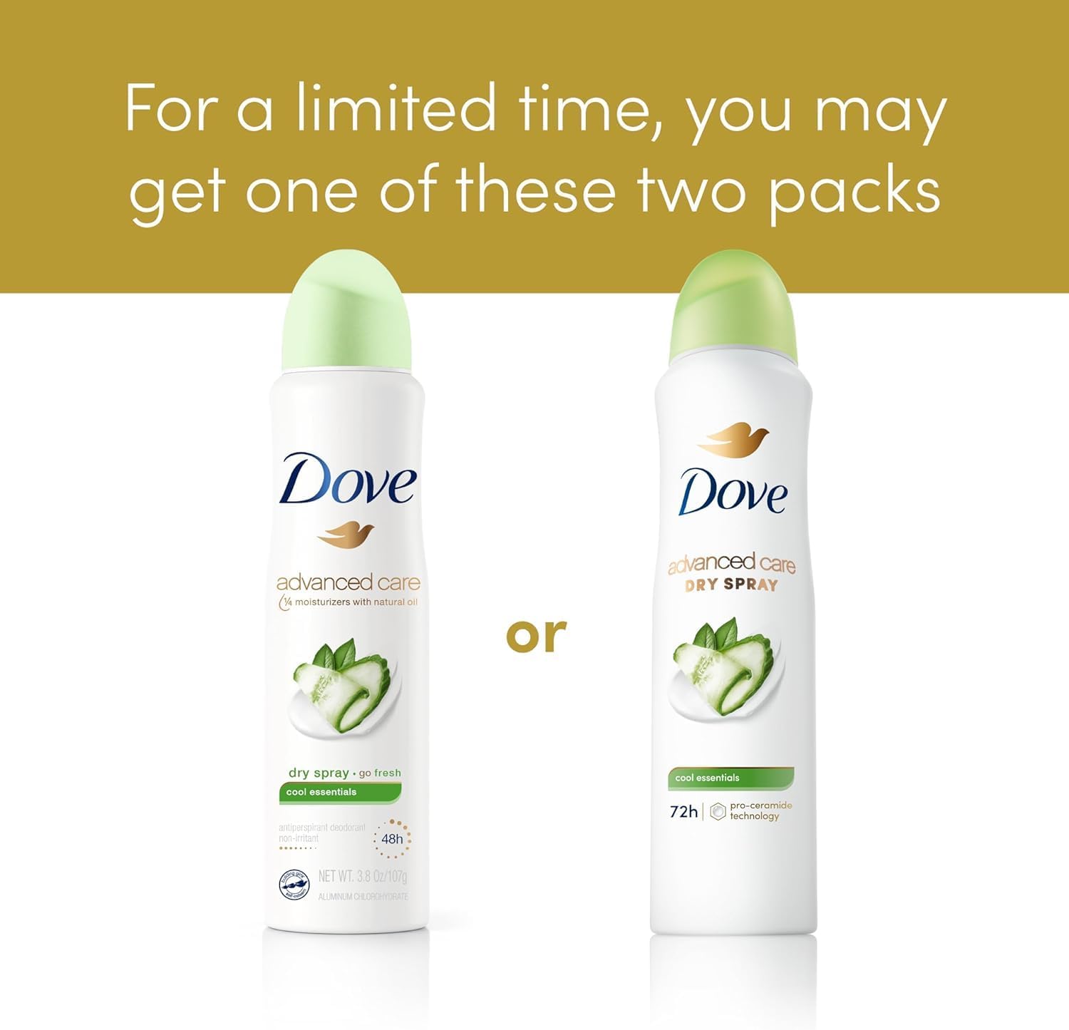 Dove Advanced Care Antiperspirant Deodorant Dry Spray Cool Essentials 3 Count for Helping Your Skin Barrier Repair After Shaving with Pro Ceramide Technology 3.8 oz - Image 3
