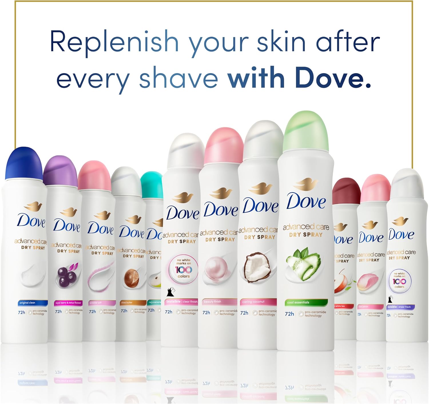 Dove Advanced Care Antiperspirant Deodorant Dry Spray Cool Essentials 3 Count for Helping Your Skin Barrier Repair After Shaving with Pro Ceramide Technology 3.8 oz - Image 9
