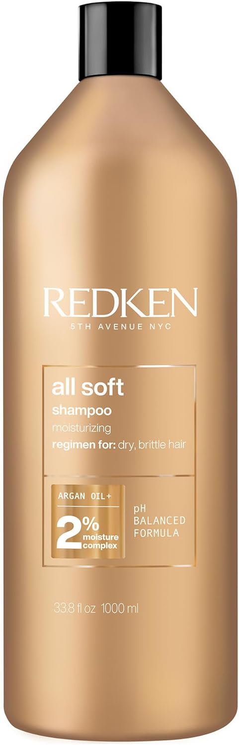 Redken All Soft Shampoo - Moisturizes & Hydrates Dry Hair, Softens & Adds Shine, With Argan Oil, Safe For Color-Treated Hair